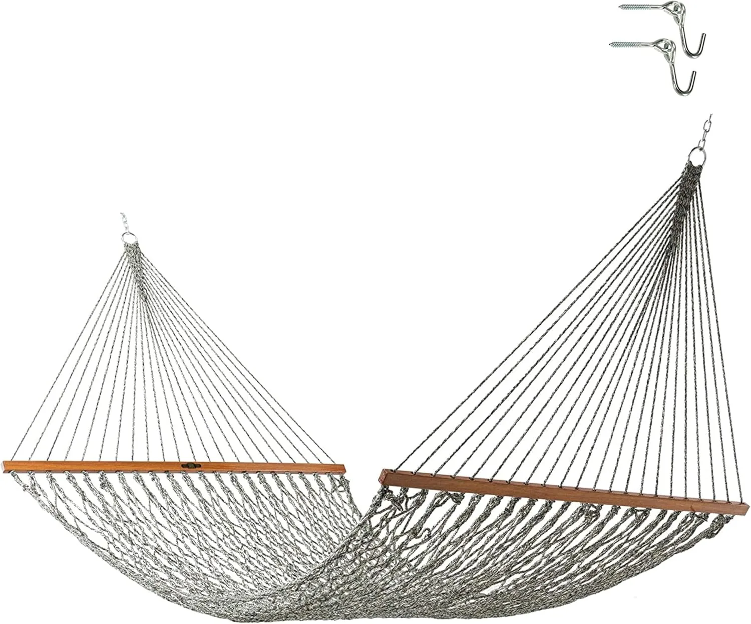 Original Pawleys Island Large Green Oatmeal Heirloom Tweed DURACORD® Rope Hammock with Extension Chains & Tree Hooks, Handcrafted in The USA, 450 LB Weight Capacity, 13 ft. x 55 in.