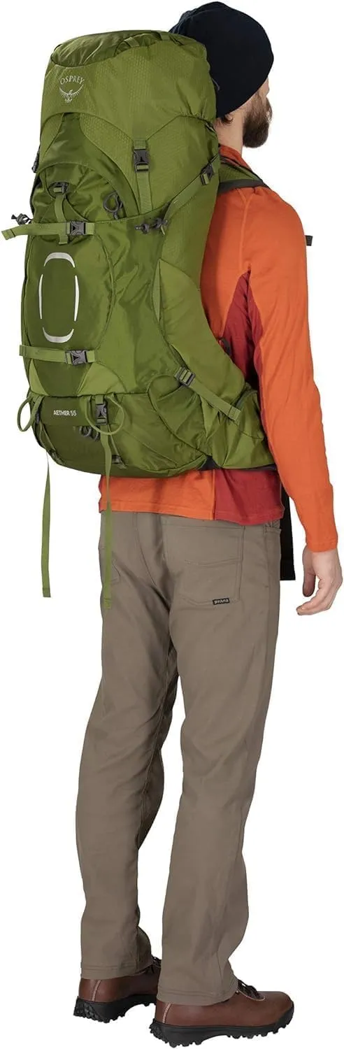 Osprey Aether 55L Men's Backpacking Backpack, Black, S/M