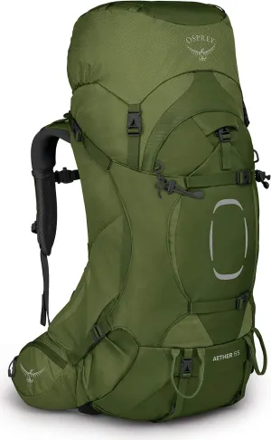 Osprey Aether 55L Men's Backpacking Backpack, Garlic Mustard Green, S/M
