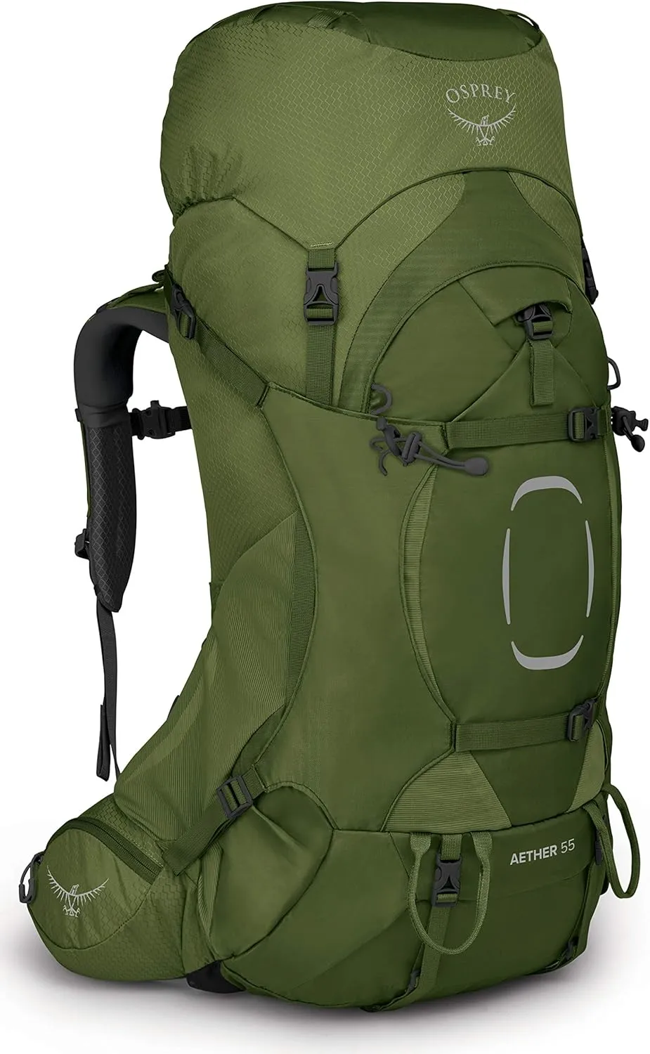 Osprey Aether 55L Men's Backpacking Backpack, Garlic Mustard Green, S/M