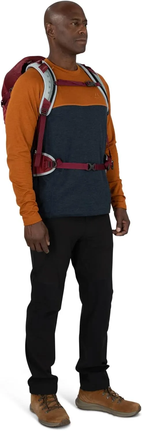 Osprey Hikelite 28L Unisex Hiking Backpack, Sangria Red, S/M