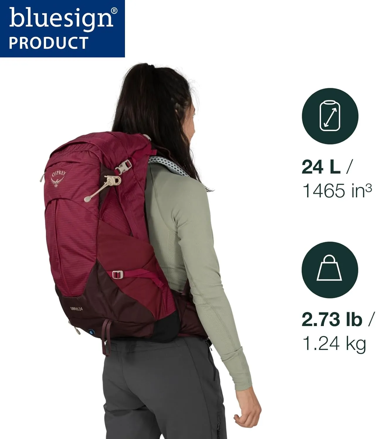 Osprey Sirrus 24L Women's Hiking Backpack, Elderberry Purple/Chiru Tan