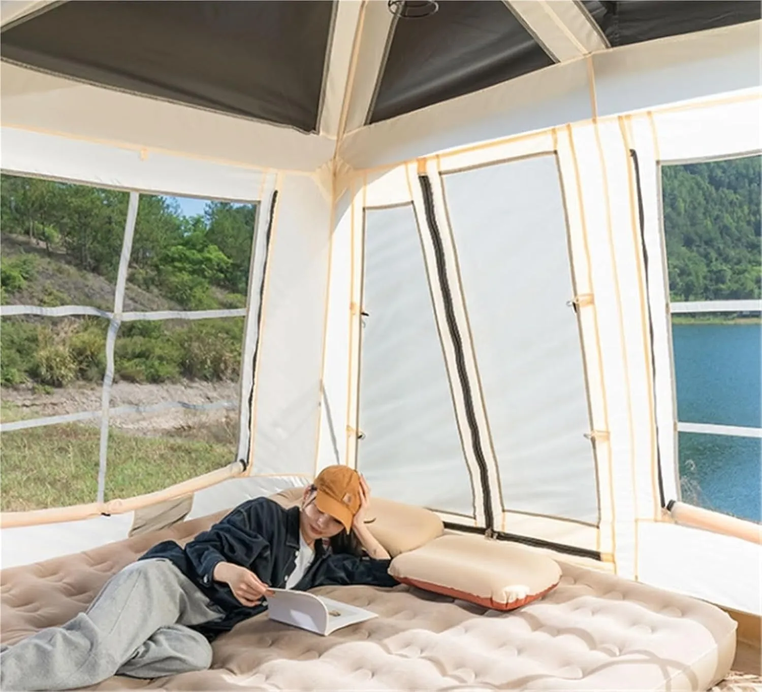 Outdoor Camping Portable Multi-Person Large Space Rainproof Camping Tent
