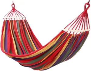 Outdoor Canvas Hammock Portable Swing Sleeping Bed Easy Setup Lightweight for Camping Travel