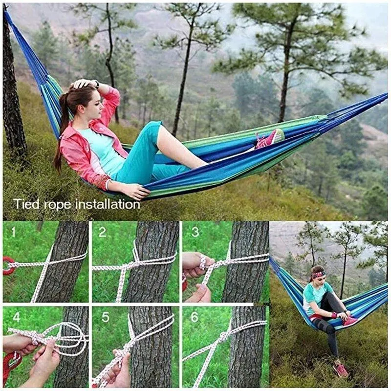 Outdoor Double Hammock Bed Swinging Camping Hanging Tree Strap Hook Mel Au