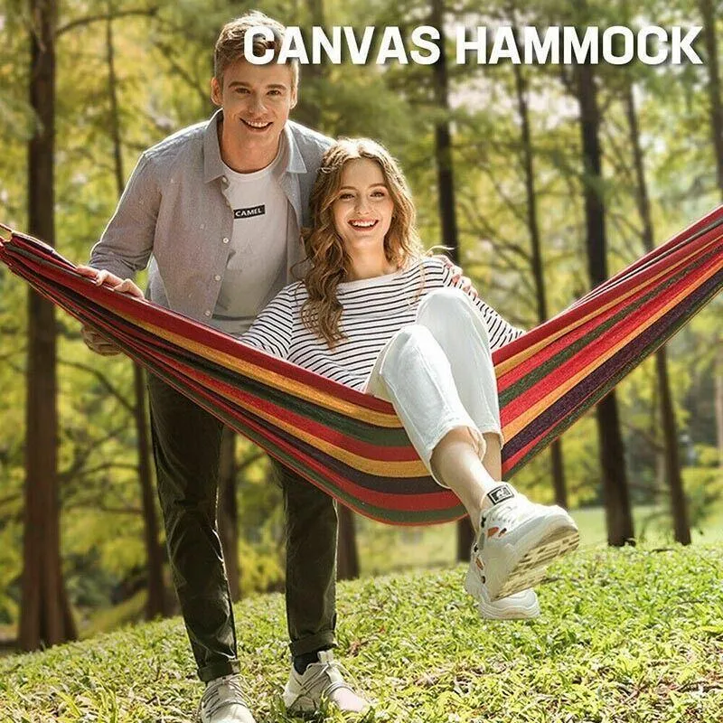Outdoor Double Hammock Bed Swinging Camping Hanging Tree Strap Hook Mel Au