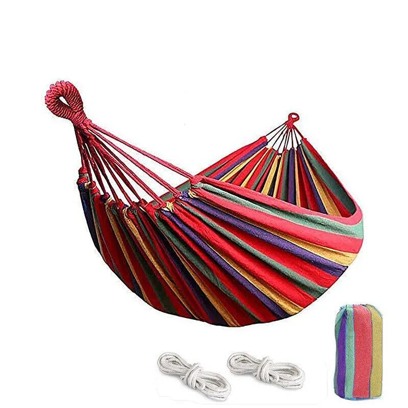 Outdoor Double Hammock Bed Swinging Camping Hanging Tree Strap Hook Mel Au