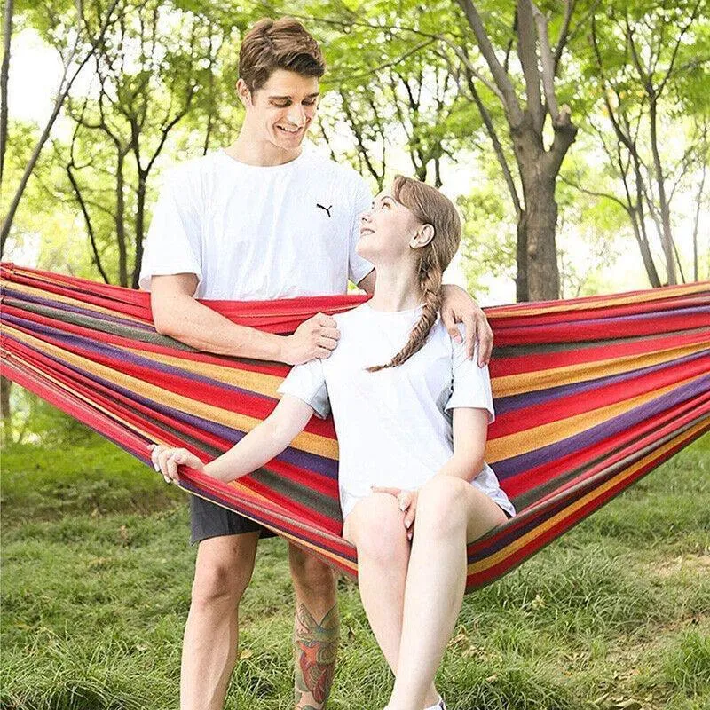 Outdoor Double Hammock Bed Swinging Camping Hanging Tree Strap Hook Mel Au