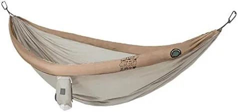 Outdoor Double Inflatable Hammock Swing Adults and Children Anti-Side-Over Camping Anti-Mosquito (Khaki)