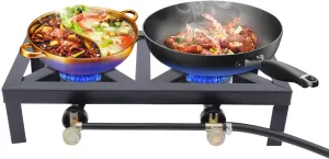 Outdoor Gas Stove Double Burner - Portable Propane Cooker with Adjustable 0-20Psi Regulator Hose Camp Cooker Portable Gas Stove for Patio Camping, BBQ, Home Brewing