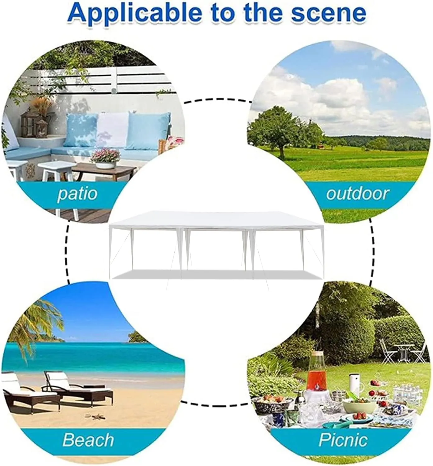 Outdoor Gazebo Canopy Wedding Party Tent Camping Shelter Commercial Instant Shelter Waterproof Tent with Removable Side Walls (10'x30' Without Sides)