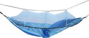 Outdoor Hammock 661lb Load Bearing Lightweight Portable Hammock with Net, Safe Carabiners, Breathable Mesh, Tear Nylon for Courtyard Camping Picnic (Royal Blue with Light Blue (Light Blue Net))