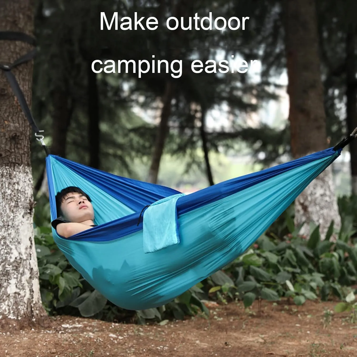 Outdoor Hammocks, Camping Hammock Double Portable Hammocks, Nylon Hammock with Tree Straps, for Outdoor Backpacking, Camping, Adventure (Orange)