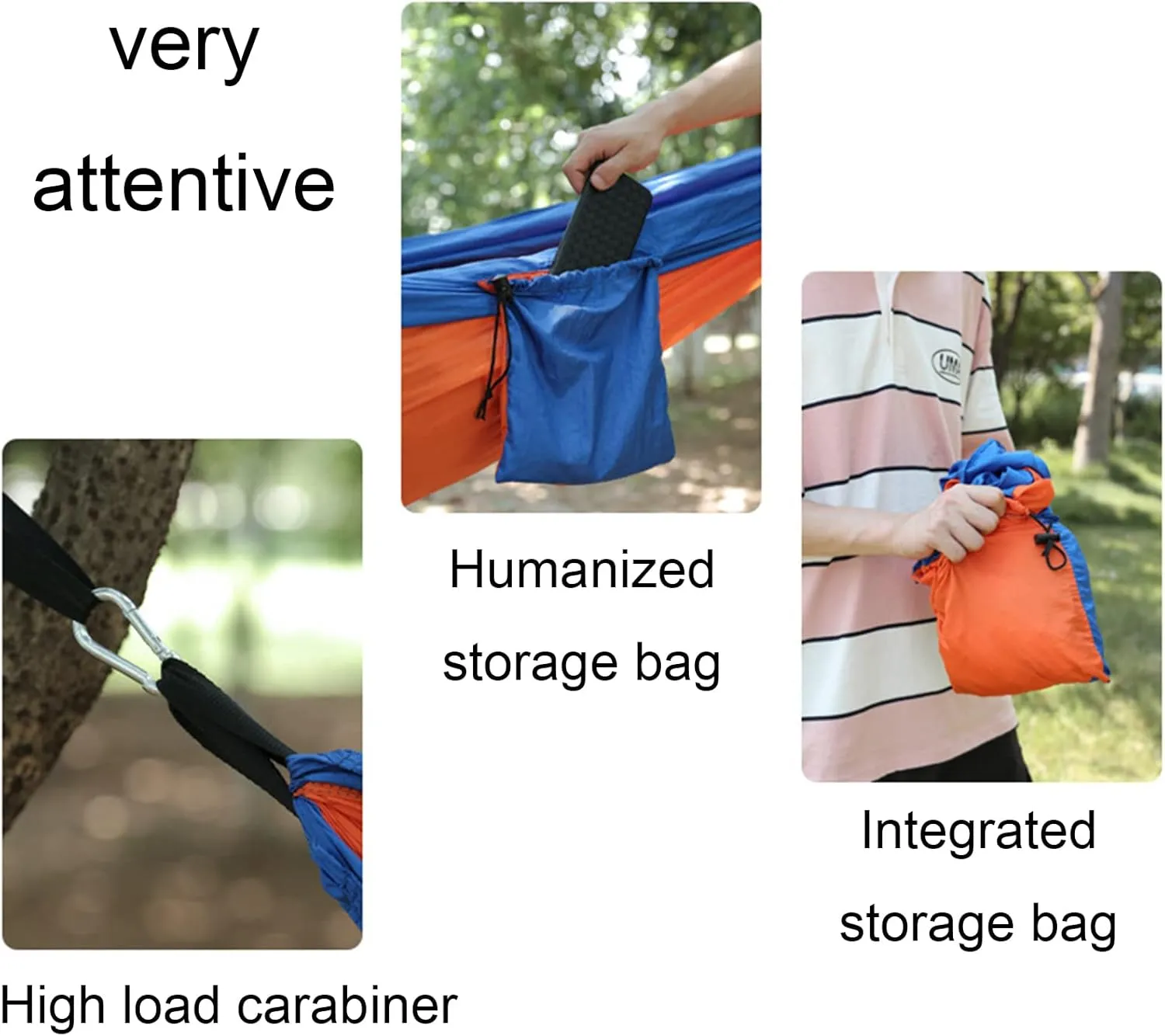 Outdoor Hammocks, Camping Hammock Double Portable Hammocks, Nylon Hammock with Tree Straps, for Outdoor Backpacking, Camping, Adventure (Orange)
