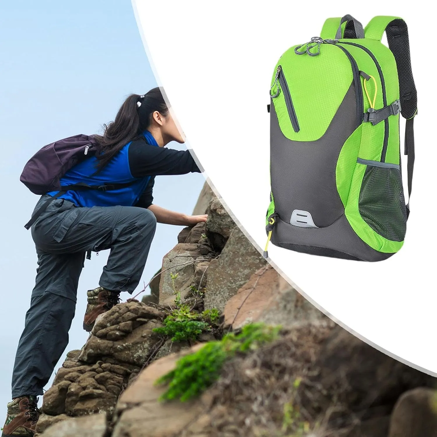 Outdoor Hiking Backpack Cycling Leisure Rucksack Large Capacity Daypack for Outdoor, Green