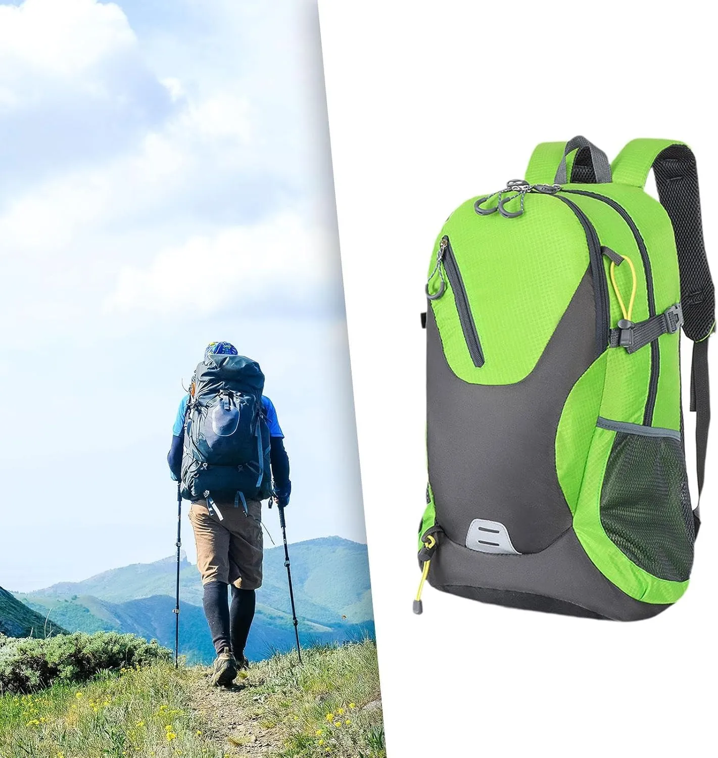 Outdoor Hiking Backpack Cycling Leisure Rucksack Large Capacity Daypack for Outdoor, Green