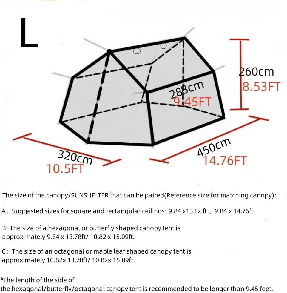 Outdoor Mesh Screen House Lightweight Camping Canopy Tent Net Mesh Outdoor 4-6 Person Mesh Net Travel Portable Tarp Mesh (Medium)