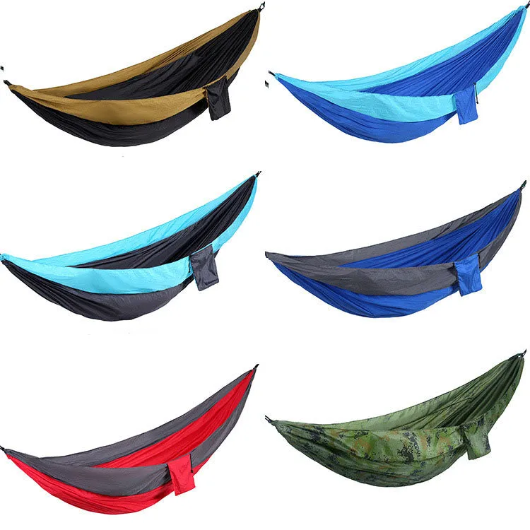Outdoor nylon parachute cloth hammock single or double camping riding indoor leisure swing hanging chair