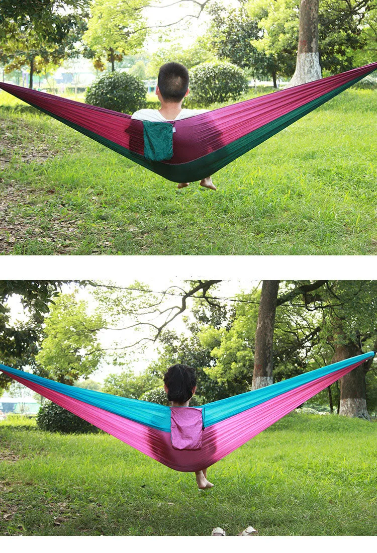 Outdoor nylon parachute cloth hammock single or double camping riding indoor leisure swing hanging chair