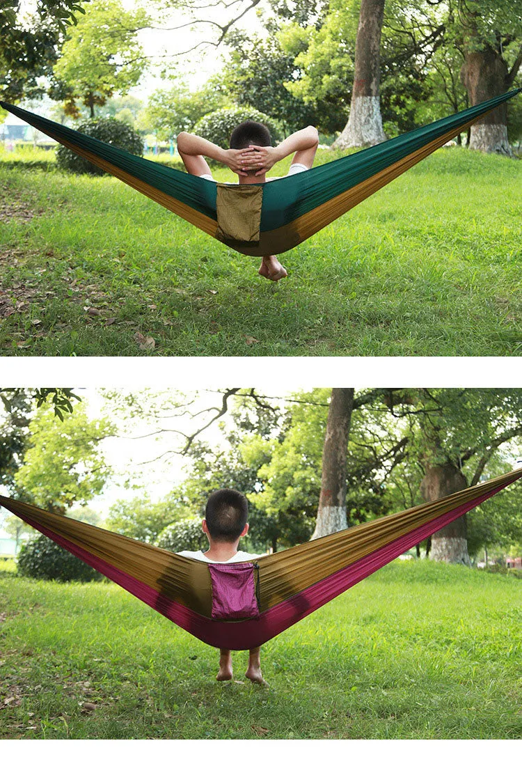 Outdoor nylon parachute cloth hammock single or double camping riding indoor leisure swing hanging chair