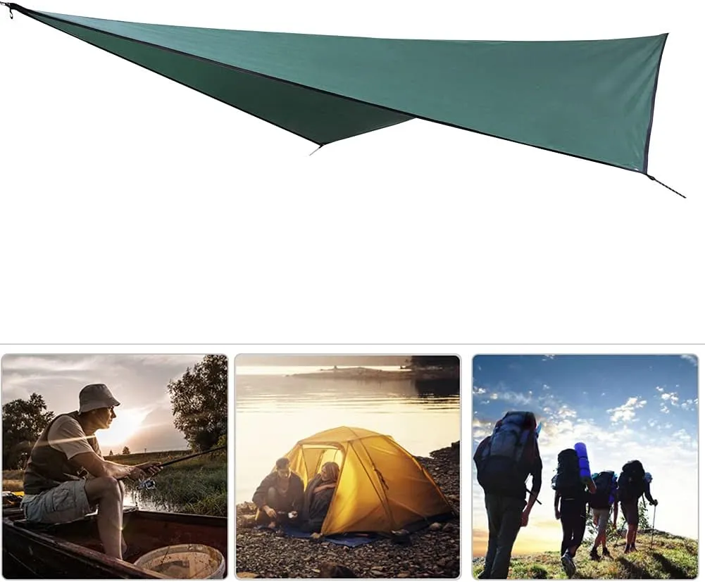 Outdoor Rhombic Waterproof Camping Ground Mat Tent Hammock Awning, 210T Polyester Fabric, Steel Perforated Annulus, Double Fabric Reinforced Corners, Includes Accessories