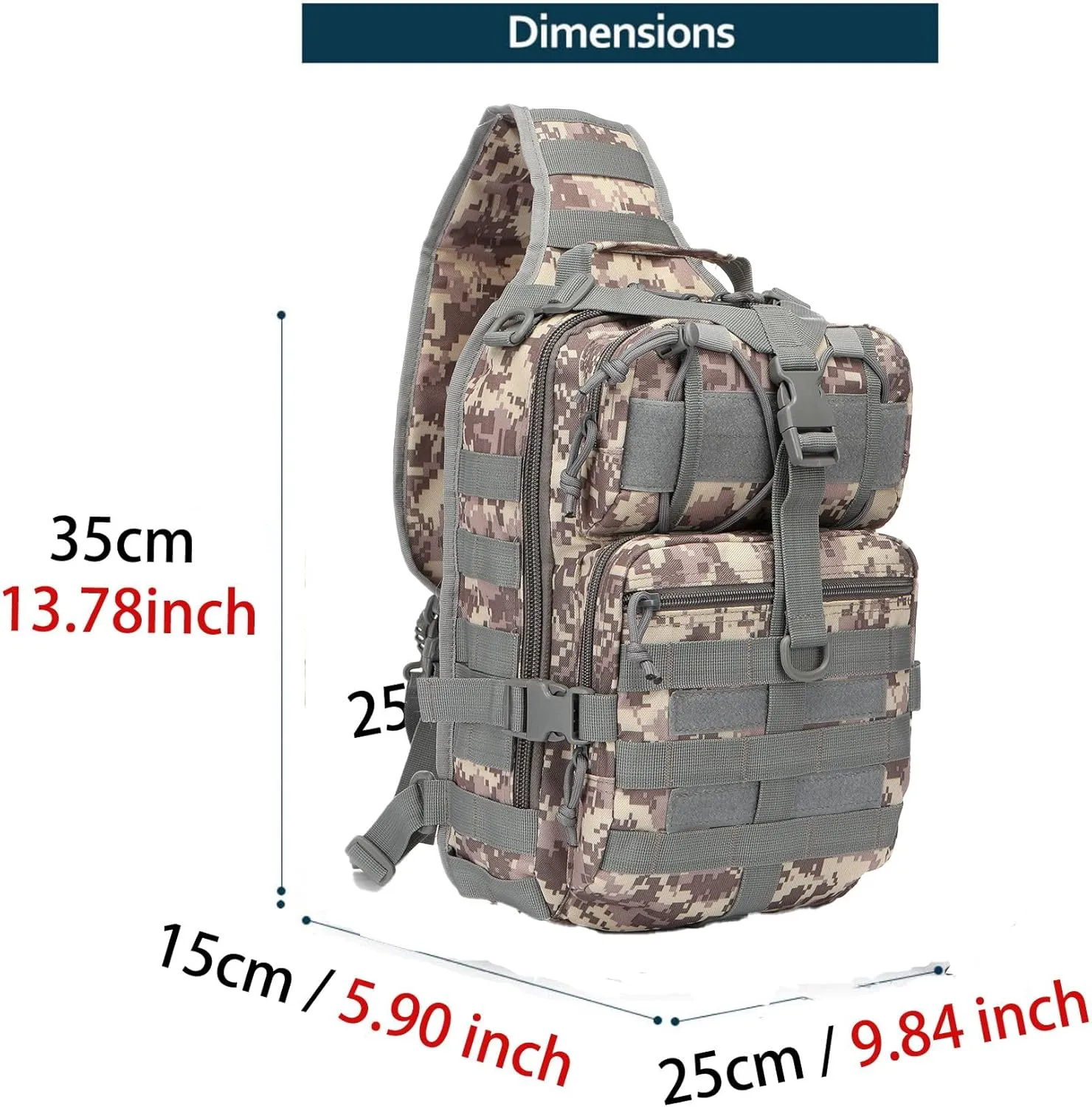 Outdoor Tactical Bag Fishing Military Sport Bag Pack Sling Shoulder Backpack for Every Day Carry (ACU)