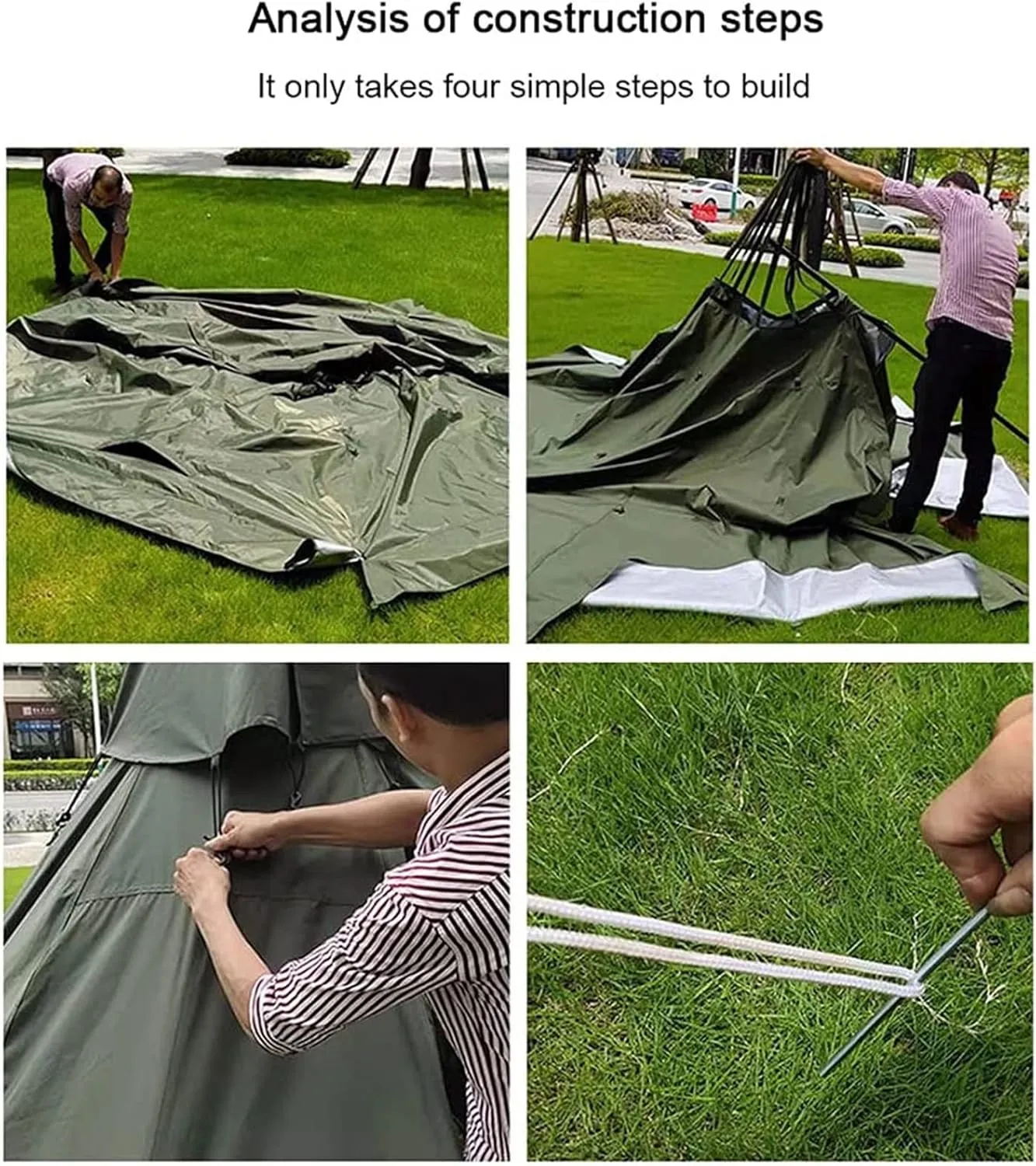 Outdoor Tents Teepee with Stove Hole Waterproof Family Pyramid Tent Camping Backpacking Hiking Mountaineering Heated Shelter (Color : Green, Size : 340X240CM) (Brown 430X260CM)