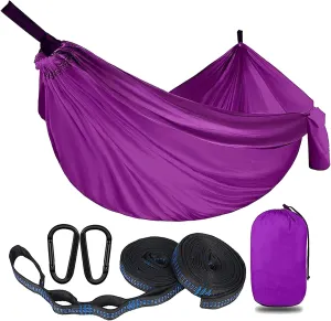 Outdoor Travel Hammock, Portable Camping Hammock, Double Hammock 200kg Load Capacity for Camping Hiking Backpacking,Purple