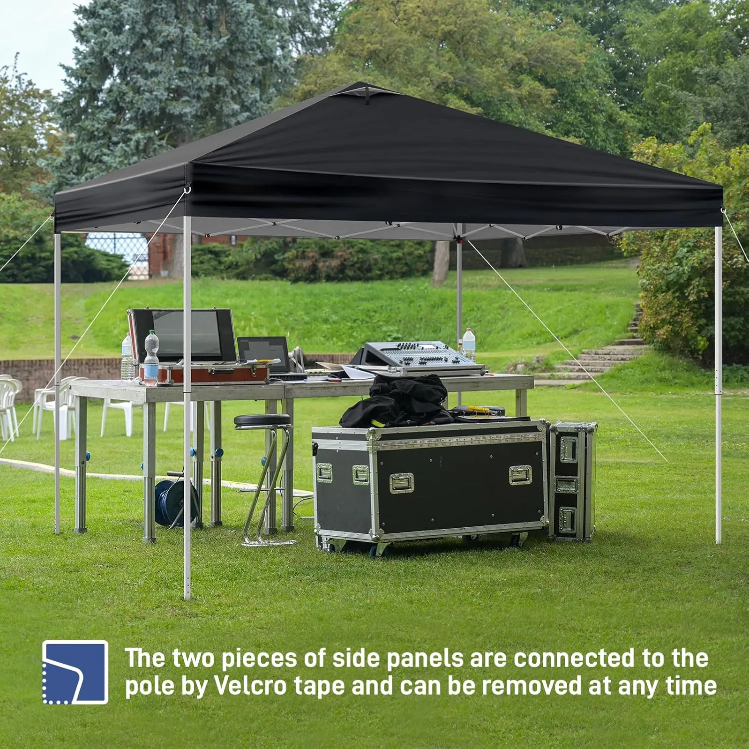 Outvita 10x10ft Ez Pop Up Canopy, Portable Instant Canopy Tent with 2pcs SideWalls and 4pcs Camping Upright Poles for Outdoor Events, Party, Wedding, Birthday,Graduation Gray