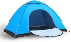 OVENTE 2 Person Camping Tent with Carrying Bag, Portable and Lightweight Outdoor Tent, Easy to Setup Waterproof, Windproof Dome Tent Ideal for Travel, Backpacking, Hiking or Beach Use, Blue TCW013BL