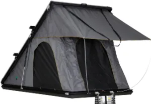 Overland Vehicle Systems HD Mamba Clam Shell Aluminum Hard Shell Roof Top Tent, Grey Body & Green Trim - Premium 280G Rip Stop Waterproof Tent Body - 2 to 3 Person Roof Top