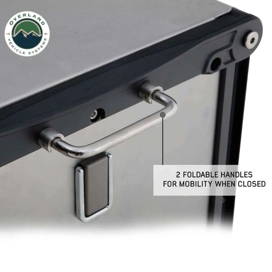 OVS Komodo Camp Kitchen - Dual Grill, Skillet, Folding Shelves, And Rocket Tower - Stainless Steel