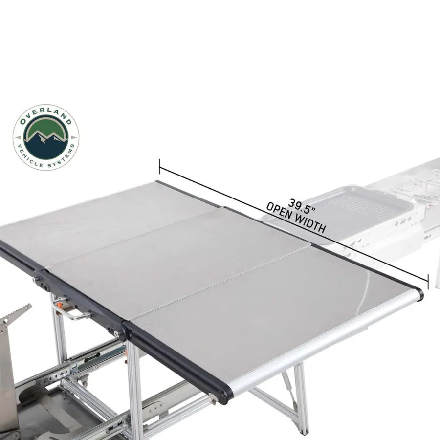 OVS Komodo Camp Kitchen - Dual Grill, Skillet, Folding Shelves, And Rocket Tower - Stainless Steel