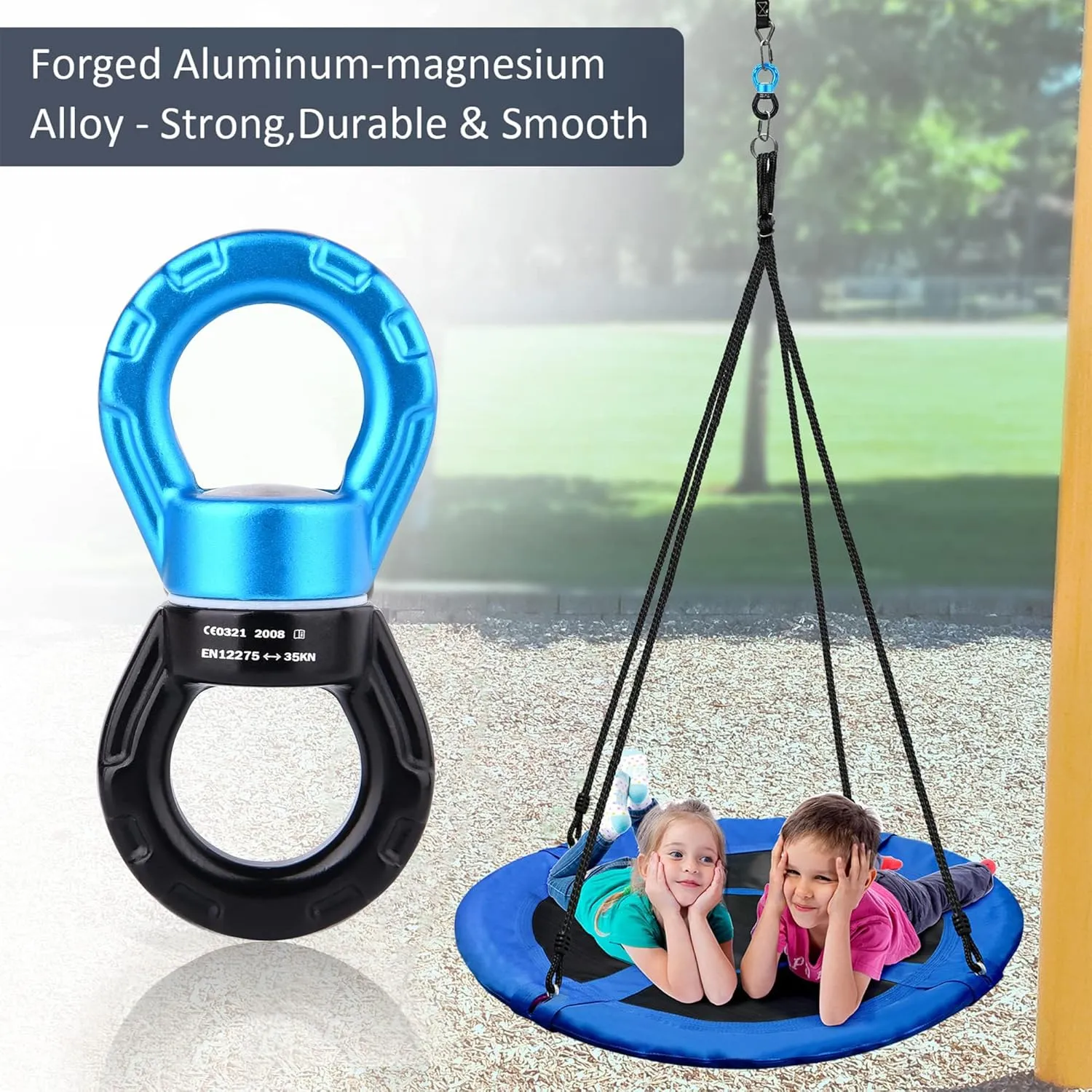 PACEARTH Swing Swivel 35KN Breaking Strength 360° Rotator Safety Rotational Device Hanging Accessory for Rock Climbing, Hanging Hammock, Web Tree Swing, Aerial Dance, Children's Swing Spinner Hanger