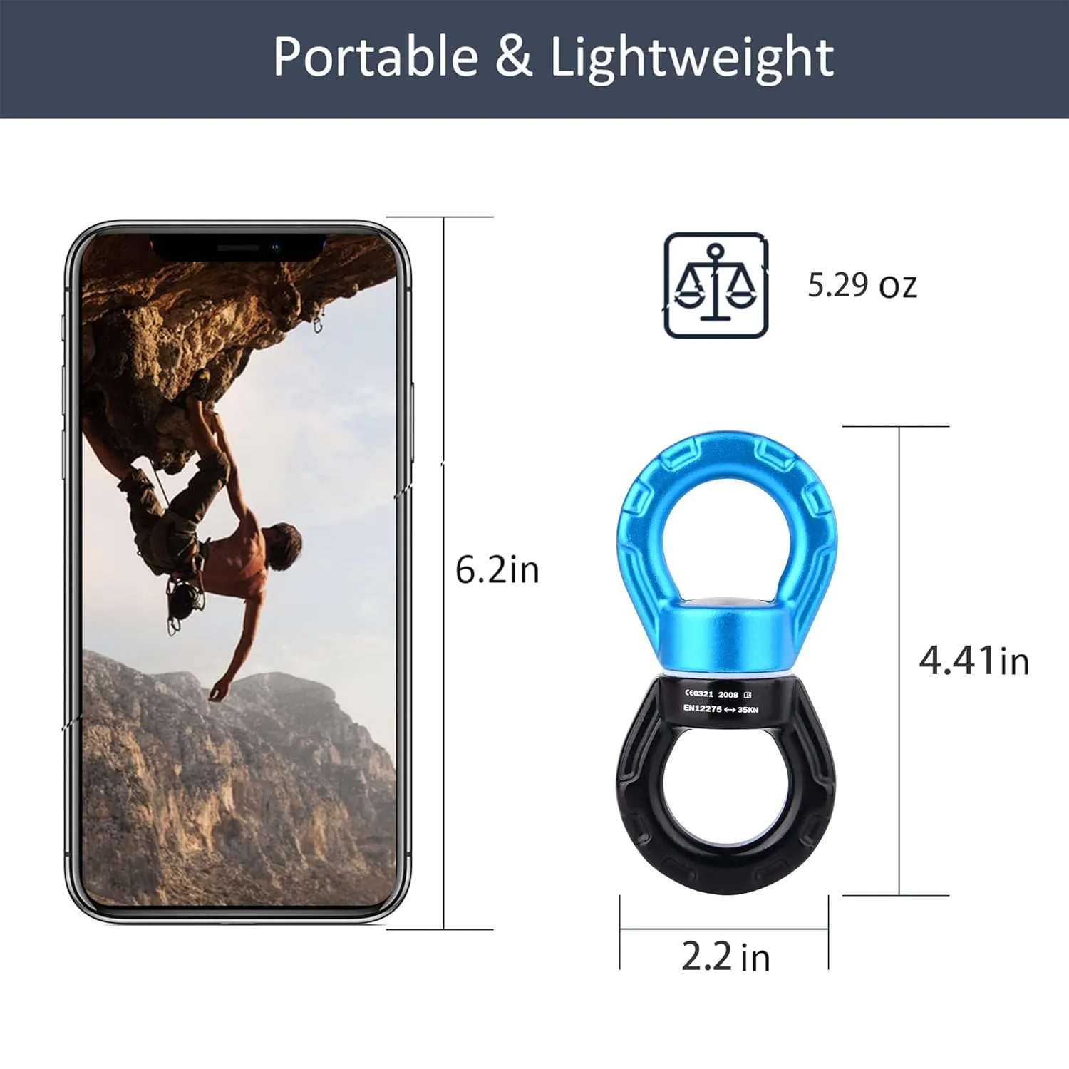 PACEARTH Swing Swivel 35KN Breaking Strength 360° Rotator Safety Rotational Device Hanging Accessory for Rock Climbing, Hanging Hammock, Web Tree Swing, Aerial Dance, Children's Swing Spinner Hanger