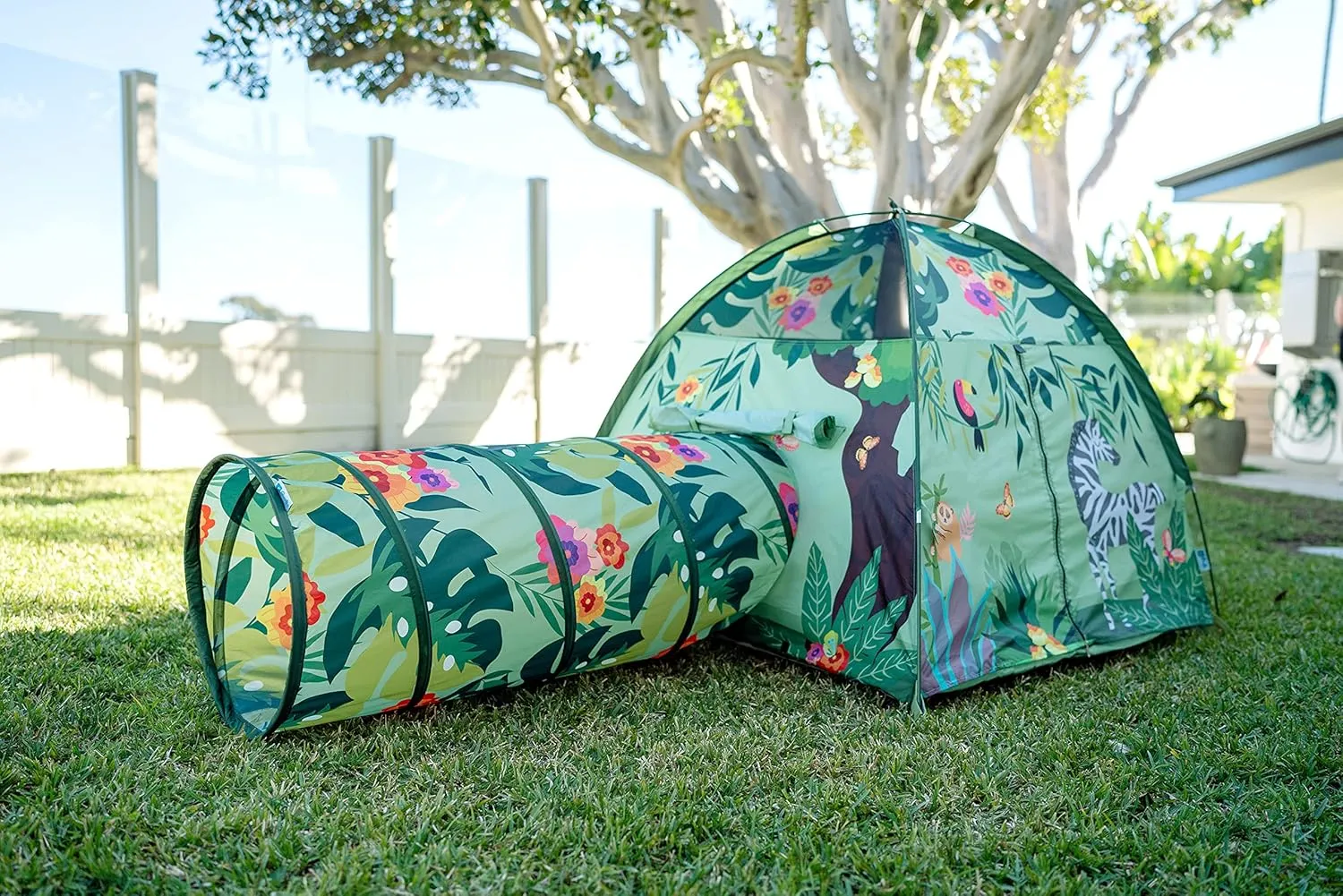 Pacific Play Tents 20429 Jungle Party Safari Tent   Tunnel Combo 48" x 48" x 42"