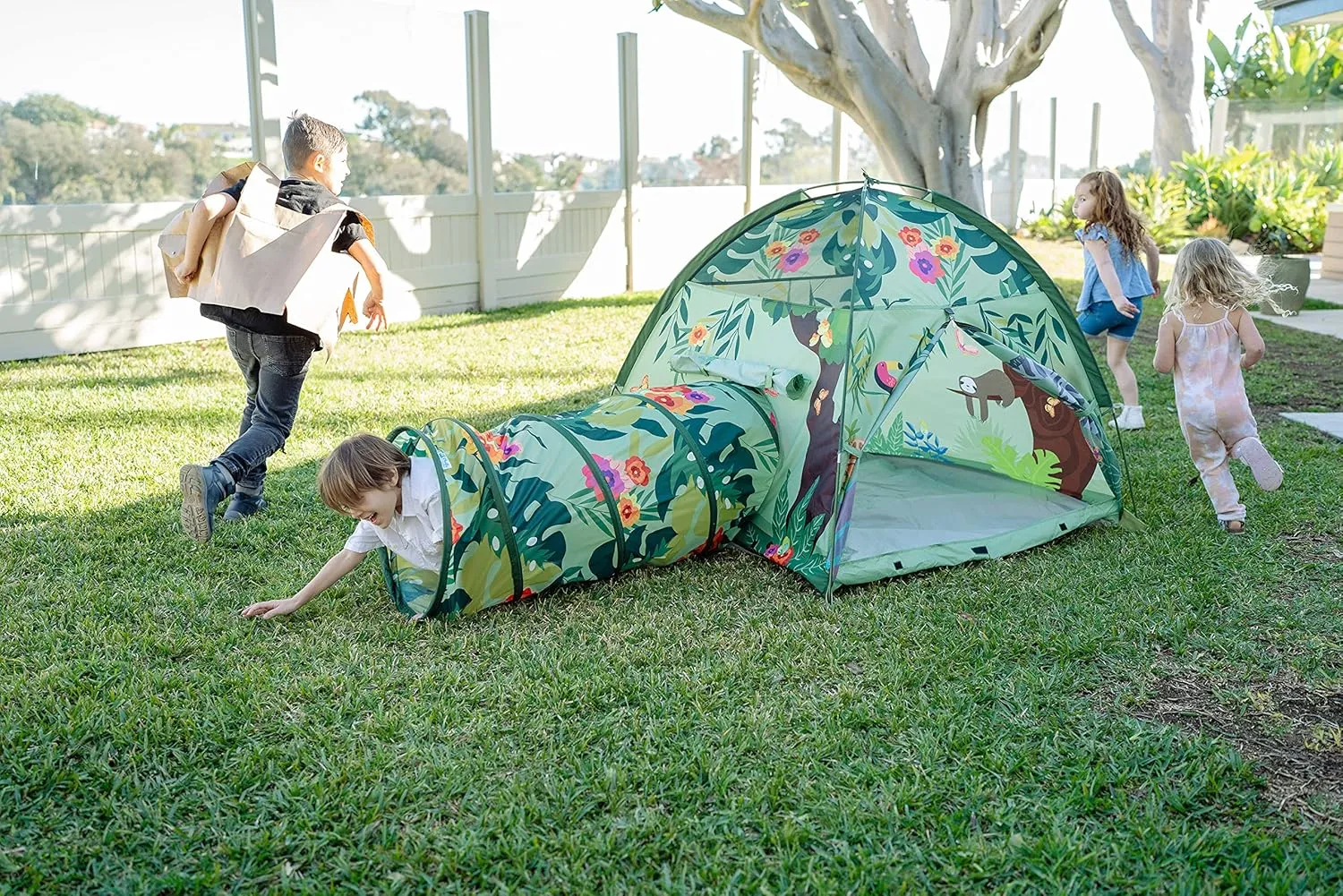 Pacific Play Tents 20429 Jungle Party Safari Tent   Tunnel Combo 48" x 48" x 42"