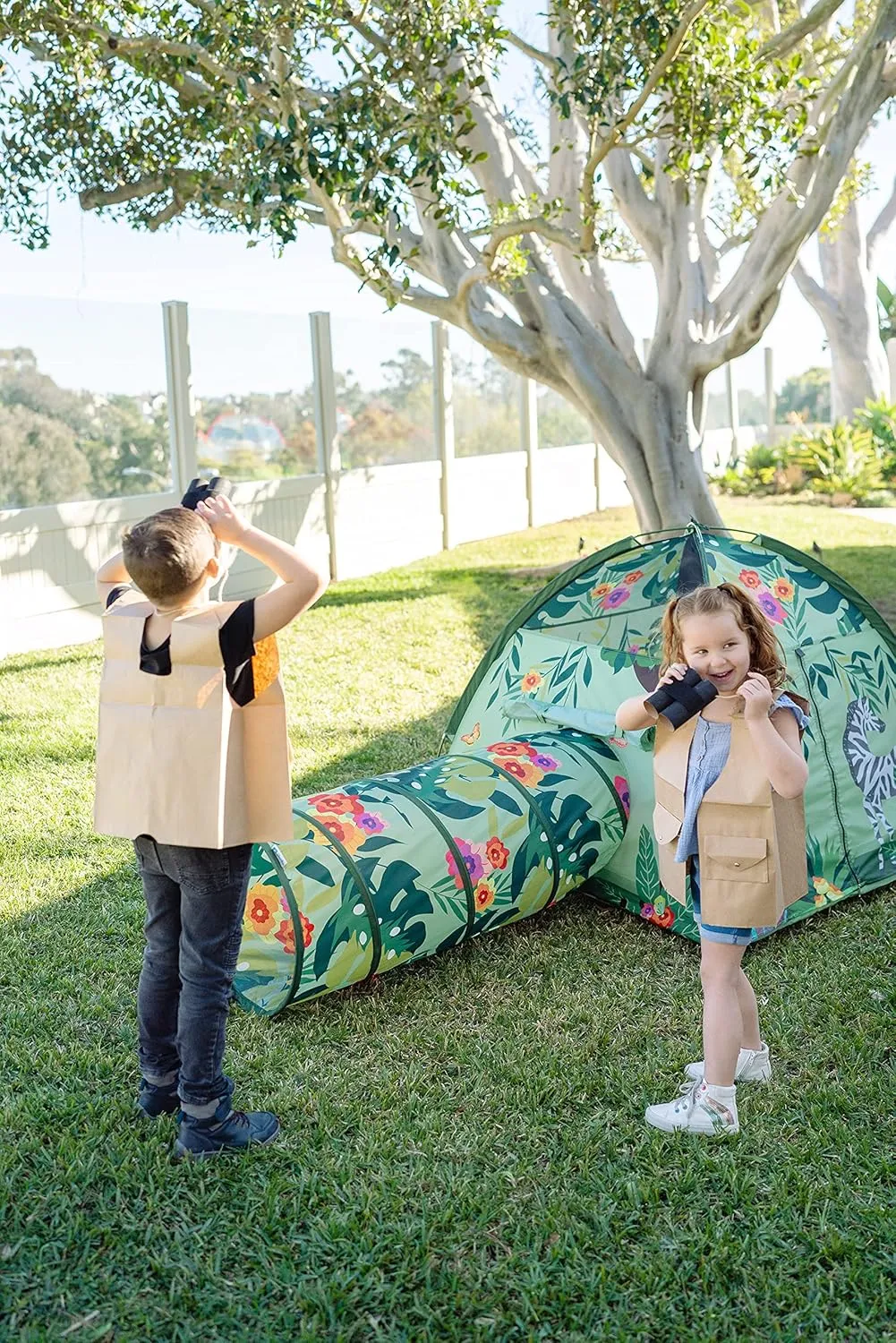 Pacific Play Tents 20429 Jungle Party Safari Tent   Tunnel Combo 48" x 48" x 42"