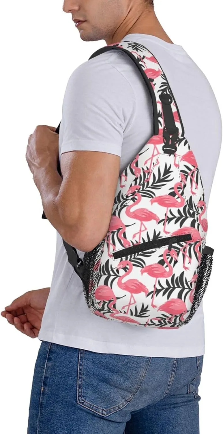 Palm Leaves Crossbody Sling Backpack Sling Bag Adjustable Chest Shoulder Daypack For Women Men