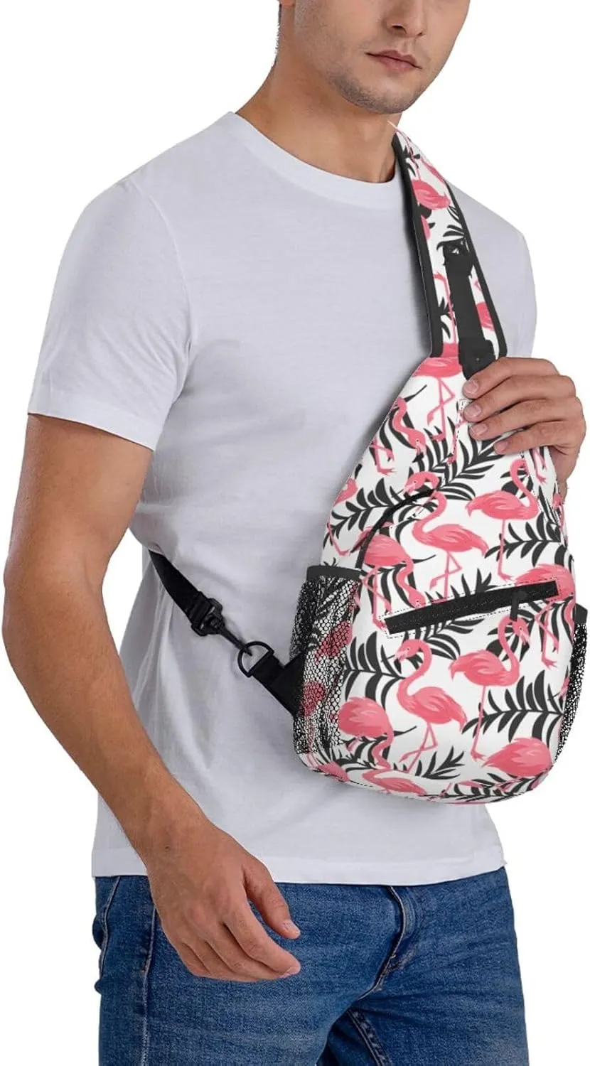 Palm Leaves Crossbody Sling Backpack Sling Bag Adjustable Chest Shoulder Daypack For Women Men