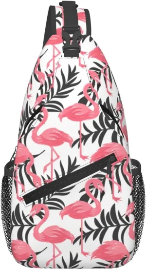 Palm Leaves Crossbody Sling Backpack Sling Bag Adjustable Chest Shoulder Daypack For Women Men