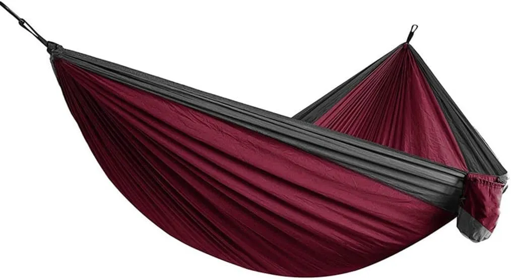 Parachute Hammock Camping Survival Garden Leisure Travel Double Person Portable Travel Camping Hanging Hammock Outdoor Furniture (Color : Roze) (Rosso)