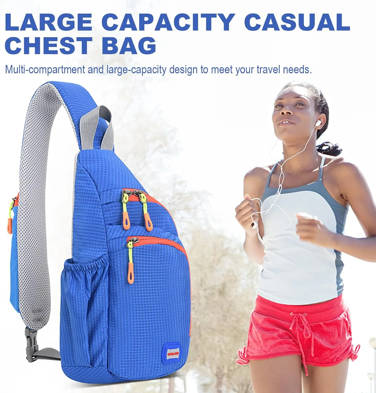 Peicees Small Sling Backpack Waterproof Unisex Shoulder Bag Chest Crossbody Daypack