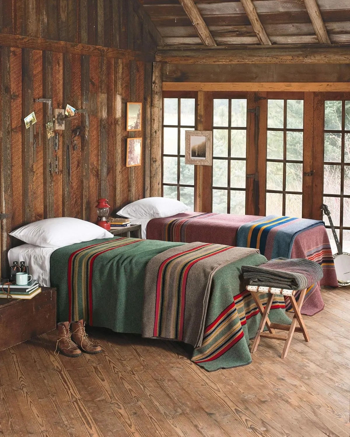 PENDLETON Queen Size Green Heather Camp Blanket