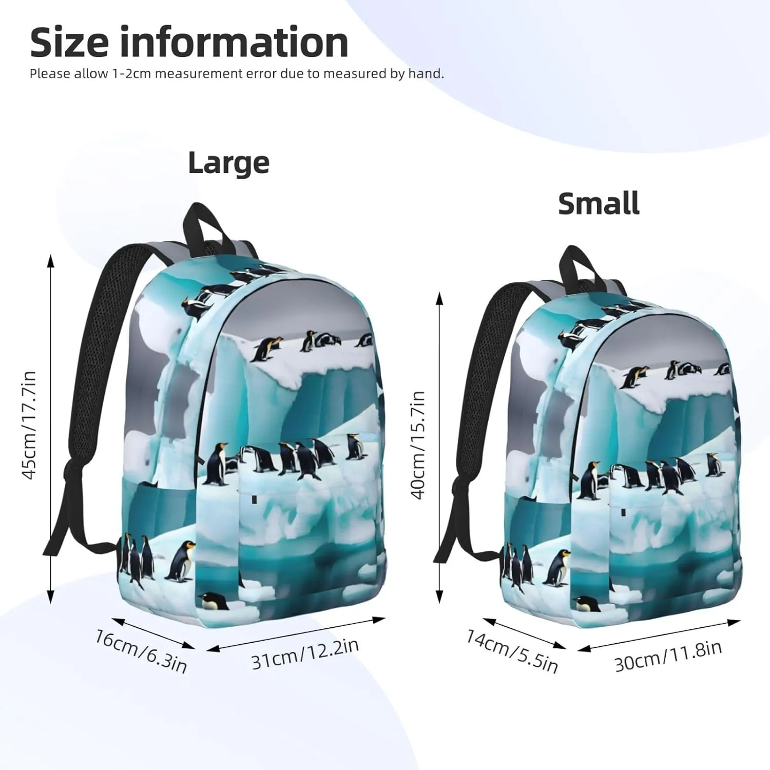 Penguins On The Iceberg Canvas Backpack For Men Women,Casual Rucksack Backpack, Laptop College Hiking Travel Bag