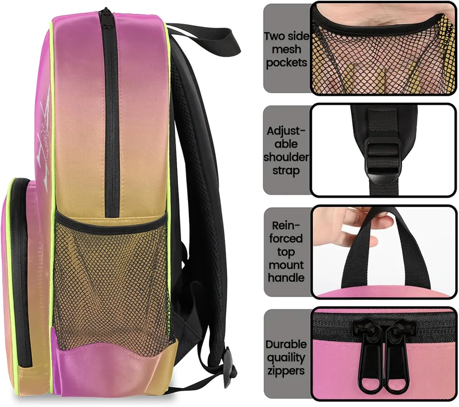 Personalized Backpack with Initial & Name Customized Shoulder Bag for Women Waterproof Travel Casual Daypack Gifts 14.2in, Pink Yellow