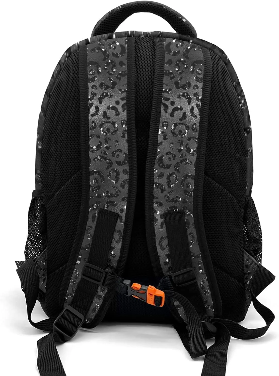 Personalized Cheerleader Backpack Casual Bag Daypack for Women Men Camping Hiking Leopard Bling Print Black Cheer