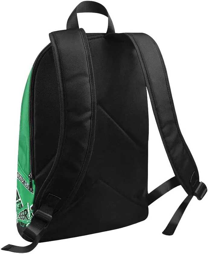 Personalized Cheerleader Green White & Black Backpack with Name Custom Travel Daypack Bag for Man Woman Gifts
