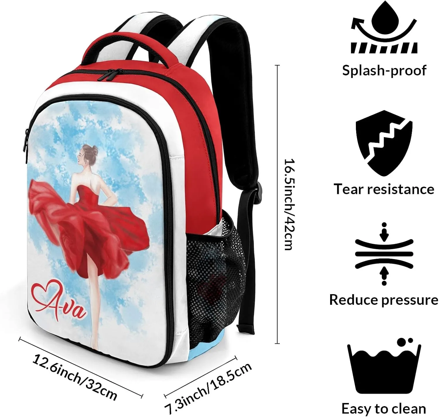 Personalized Elegant Ballet Girl Backpack Casual Bag Daypack for Women Men Camping Hiking