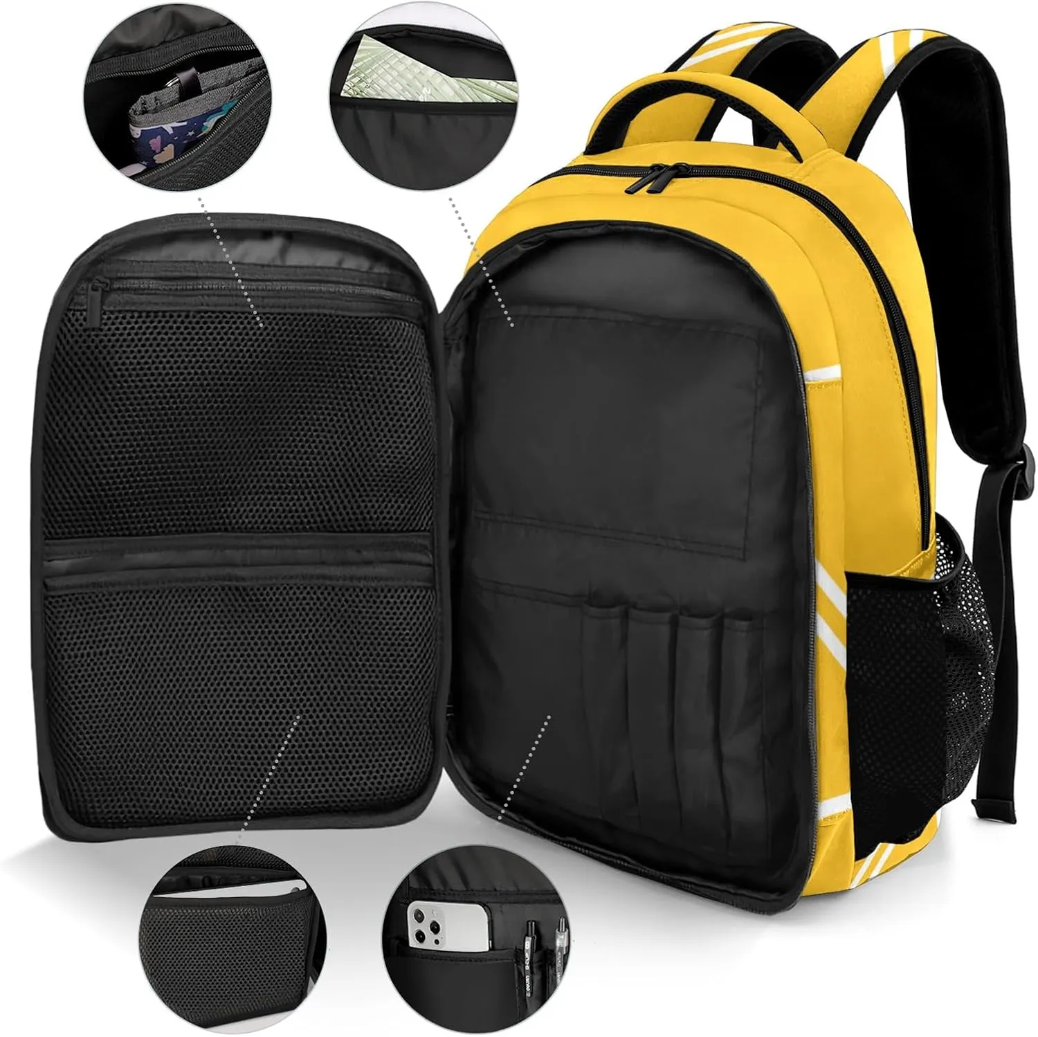 Personalized Large Capacity Schoolbag Gold Cheer Cheerleaders Laptop Backpack for College Travel Work Hiking